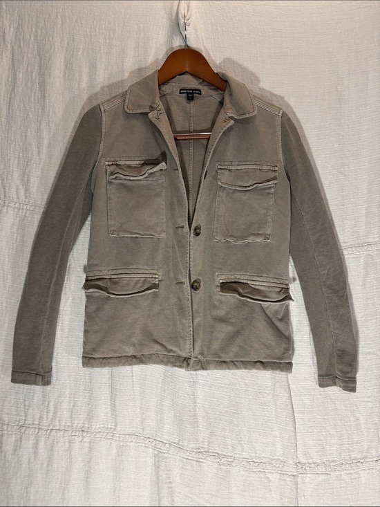 James Perse Jackets & Blazers - James Perse Mixed Media Surplus Utility Jacket Marsh Green Cotton Size 1 Small